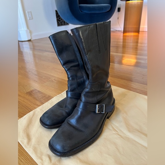 Gucci Black Leather Mid-Calf Motorcycle Boot - Picture 1 of 6